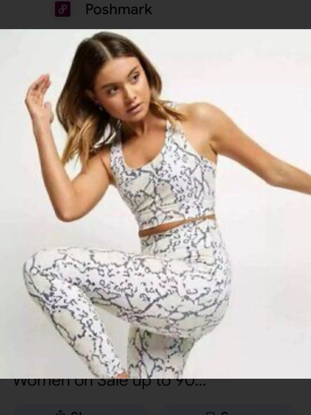 Cream python print longline racerback sports bra- medium